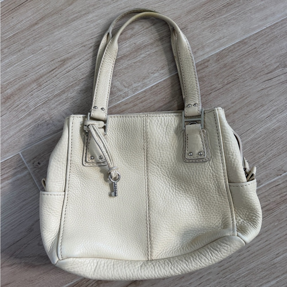 Fossil Cream Leather Shoulder Bag